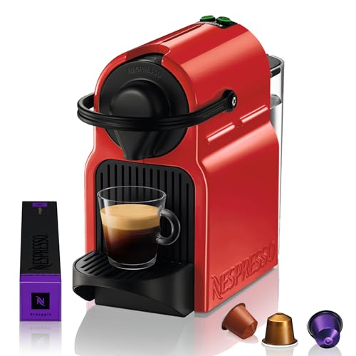 Krups Nespresso Inissia XN1005 - Cafetera monodosis de cápsulas Nespresso, 19 bares, apagado automático, capacidad de 0,7L, diseño compacto, modo eco, color rojo