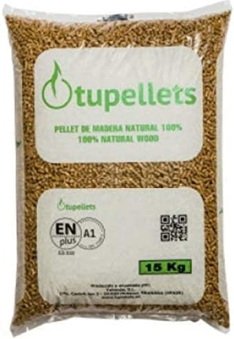 Mugar- Pellet con Certificado ENplus Calidad A1- Sacos de 15 kilogramos - Baja Producción de Ceniza (1 Saco 15kg)