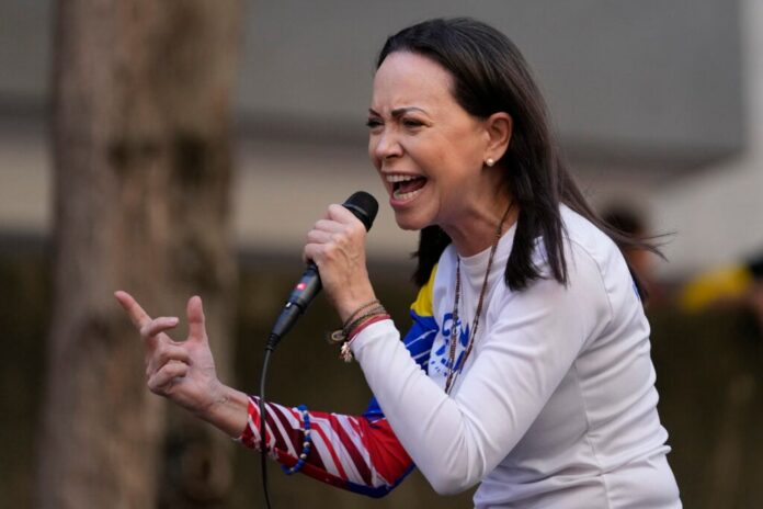 María Collina interceptada al final de manifestación en Caracas, condenada por su partido

